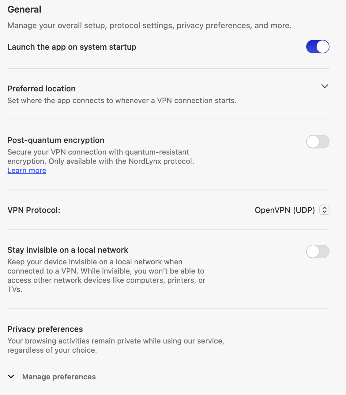 NordVPN Settings