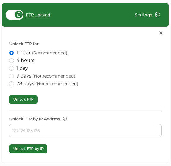 Cloud Control Panel - Unlock FTP